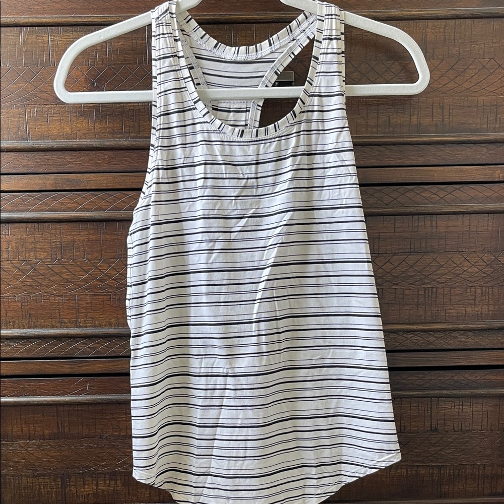 Lululemon Athletica Black and White Striped Tank Top